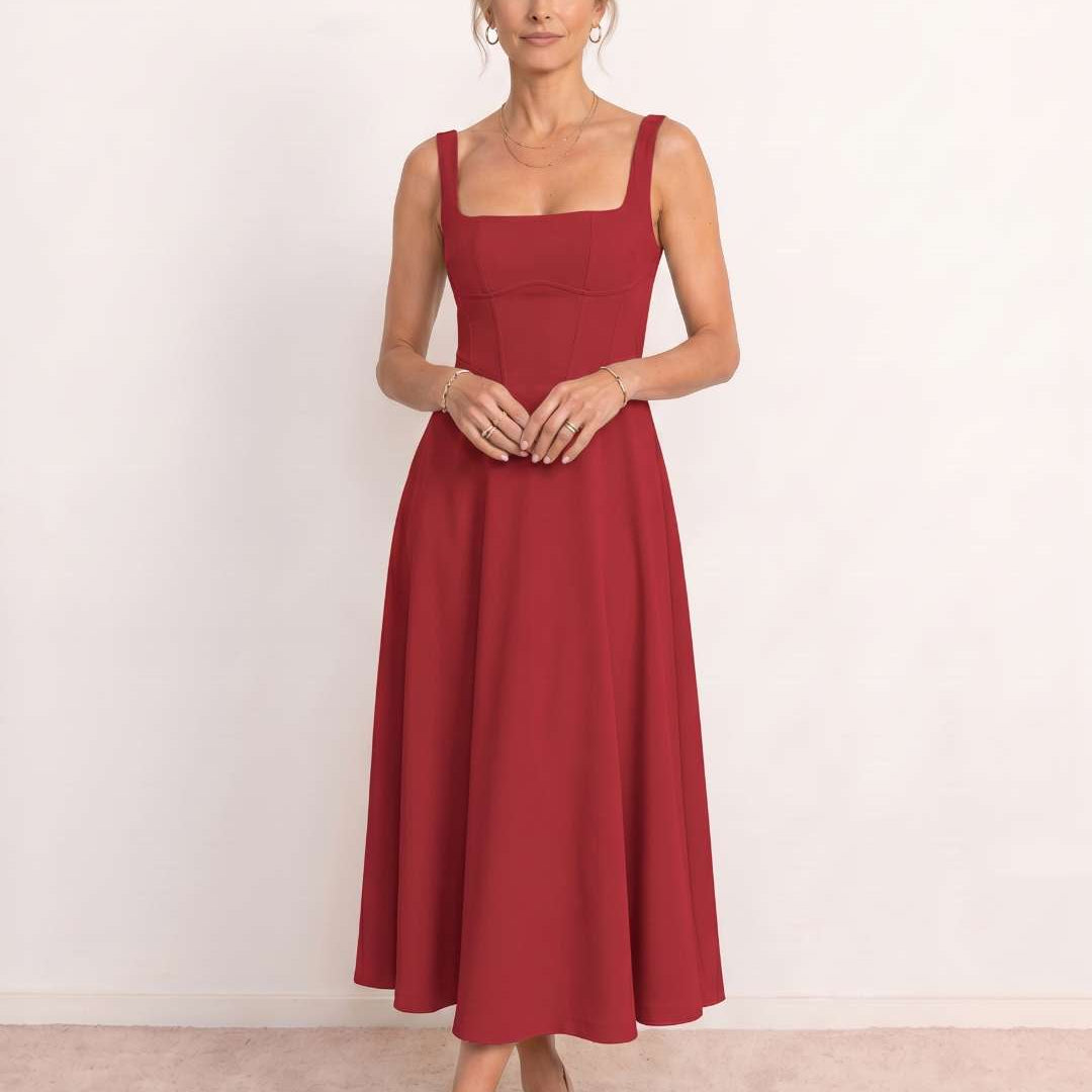 Valeria | Vestido Midi Escote Cuadrado