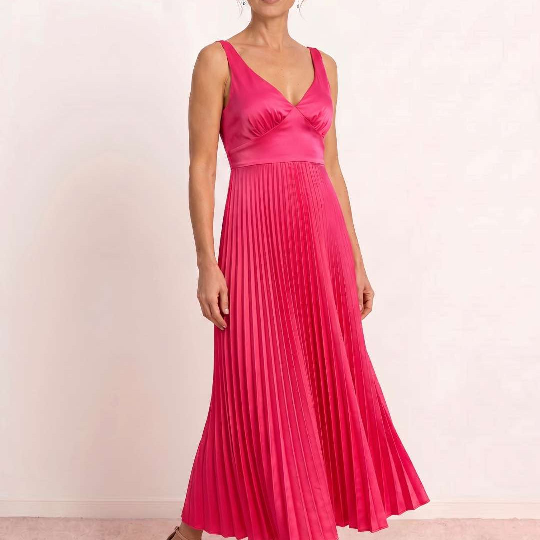 Paula | Vestido Midi Plisado Escote V