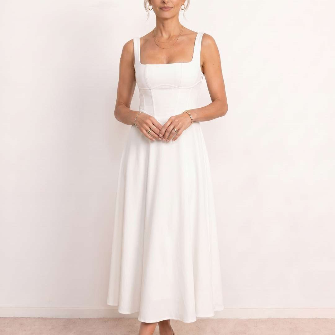 Valeria | Vestido Midi Escote Cuadrado