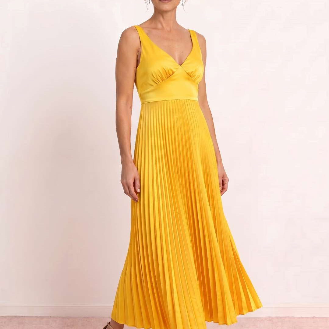 Paula | Vestido Midi Plisado Escote V