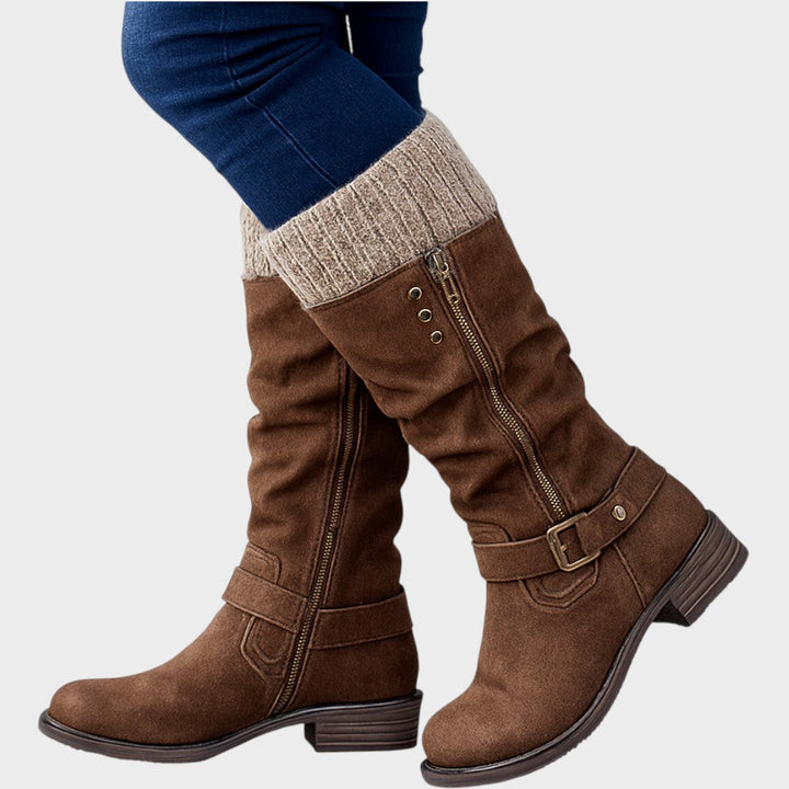 Gloria | Bota de Caña Alta com Detalhe de Malha Trançada