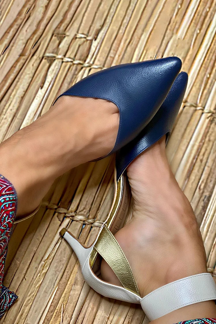 SIRI - SLINGBACK BICOLOR COM TACÃO ELEGANTE PARA MULHER