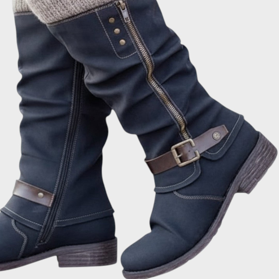 Gloria | Bota de Caña Alta com Detalhe de Malha Trançada