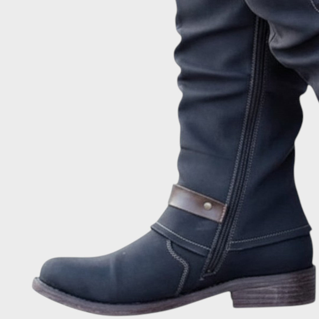 Gloria | Bota de Caña Alta com Detalhe de Malha Trançada