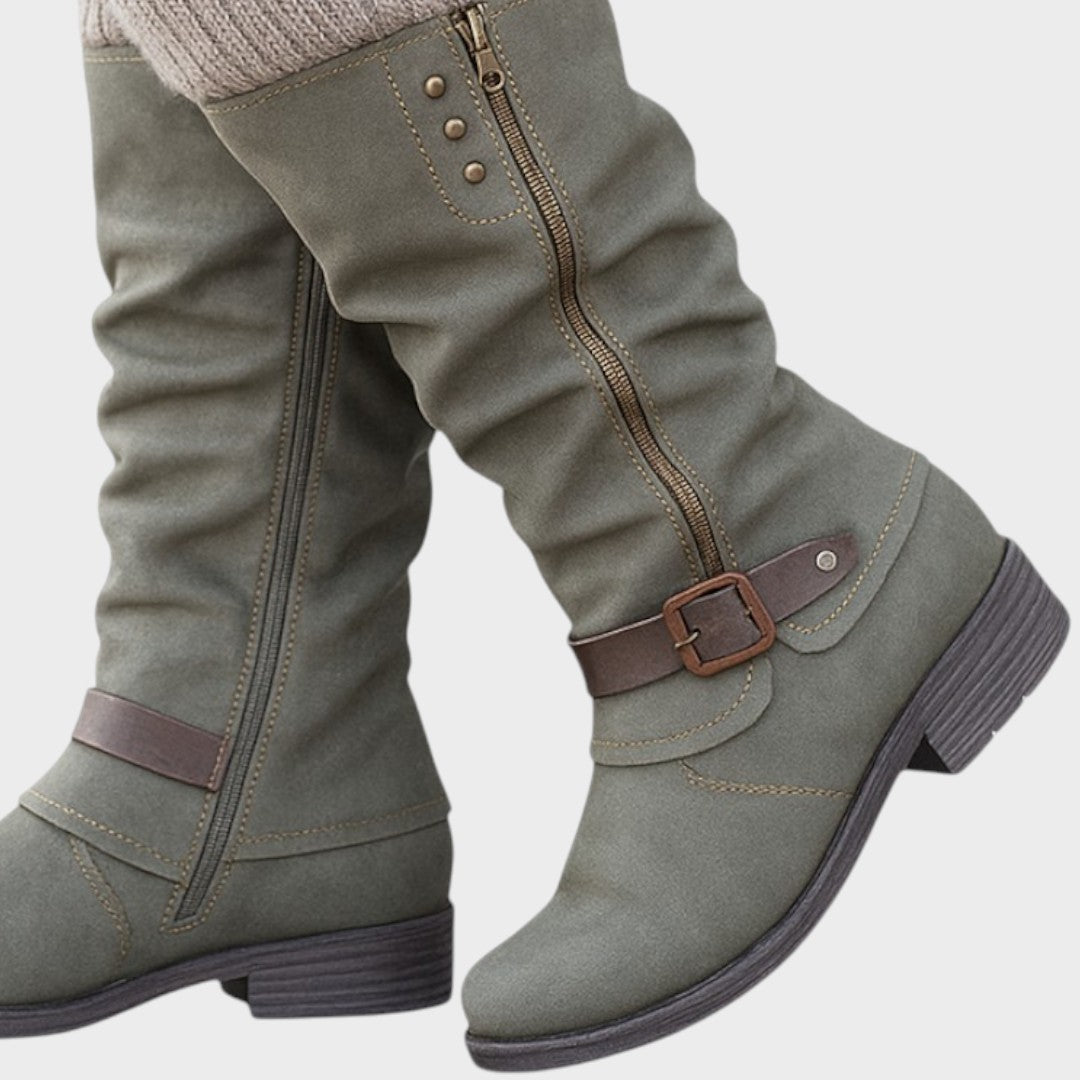 Gloria | Bota de Caña Alta com Detalhe de Malha Trançada