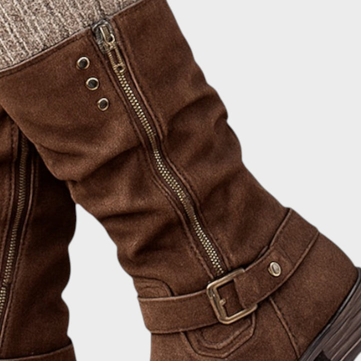 Gloria | Bota de Caña Alta com Detalhe de Malha Trançada