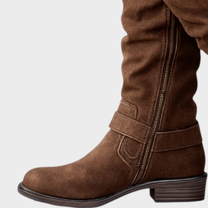 Gloria | Bota de Caña Alta com Detalhe de Malha Trançada