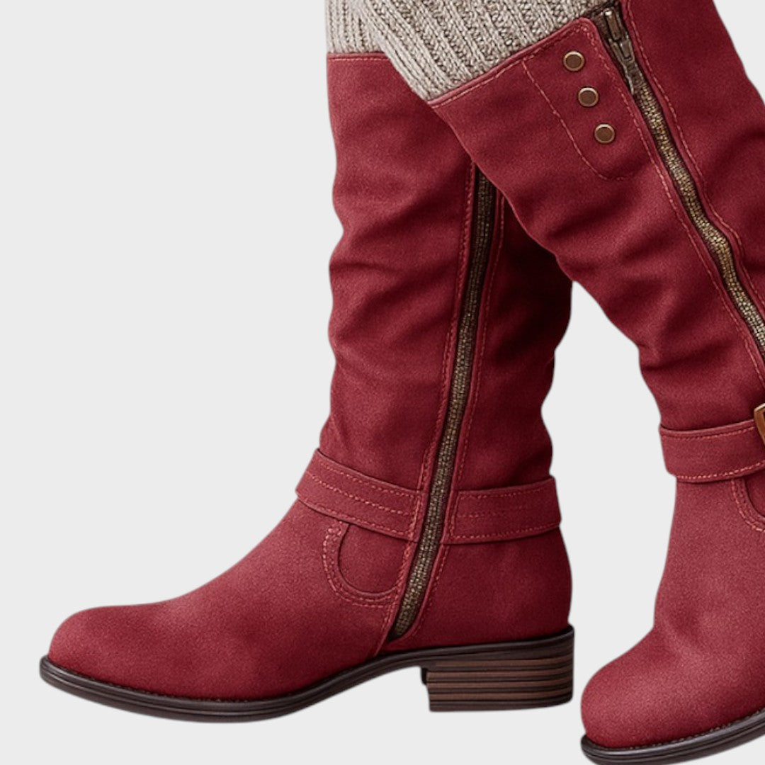 Gloria | Bota de Caña Alta com Detalhe de Malha Trançada