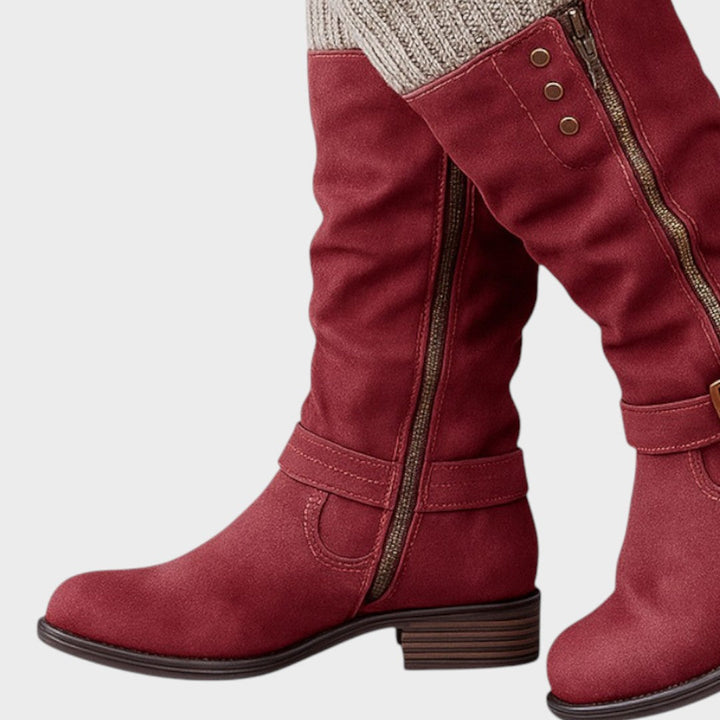 Gloria | Bota de Caña Alta com Detalhe de Malha Trançada