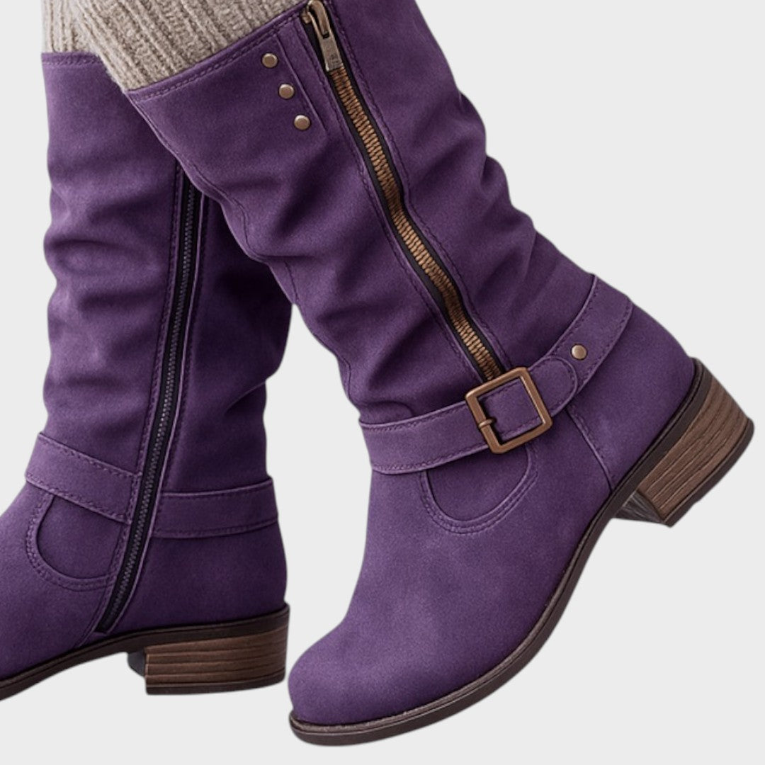 Gloria | Bota de Caña Alta com Detalhe de Malha Trançada