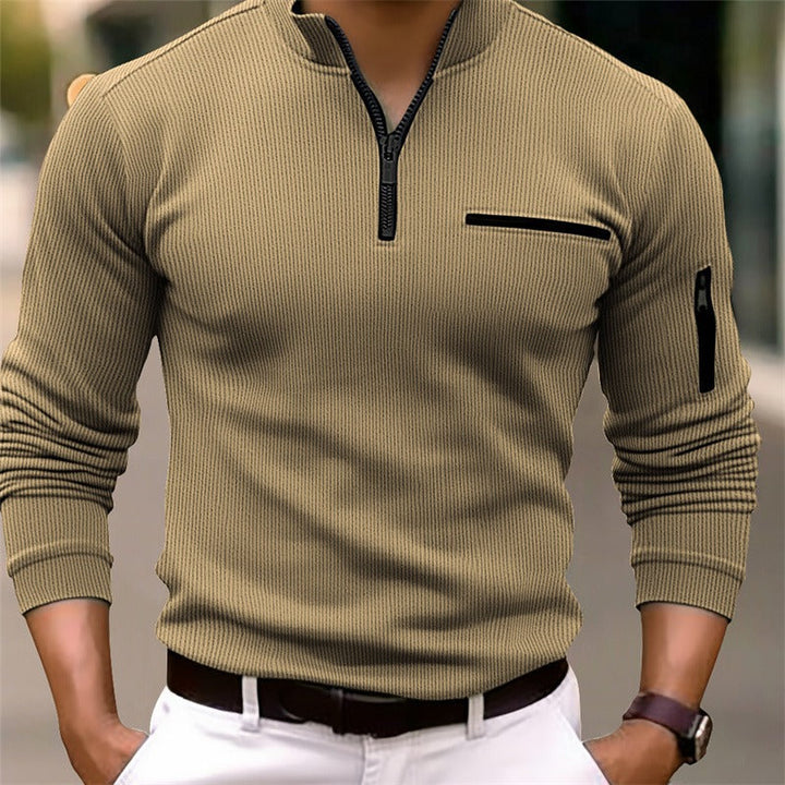 Herre -  Camisola de Manga Longa Masculina com Zíper – Moderna, masculina e estilosa