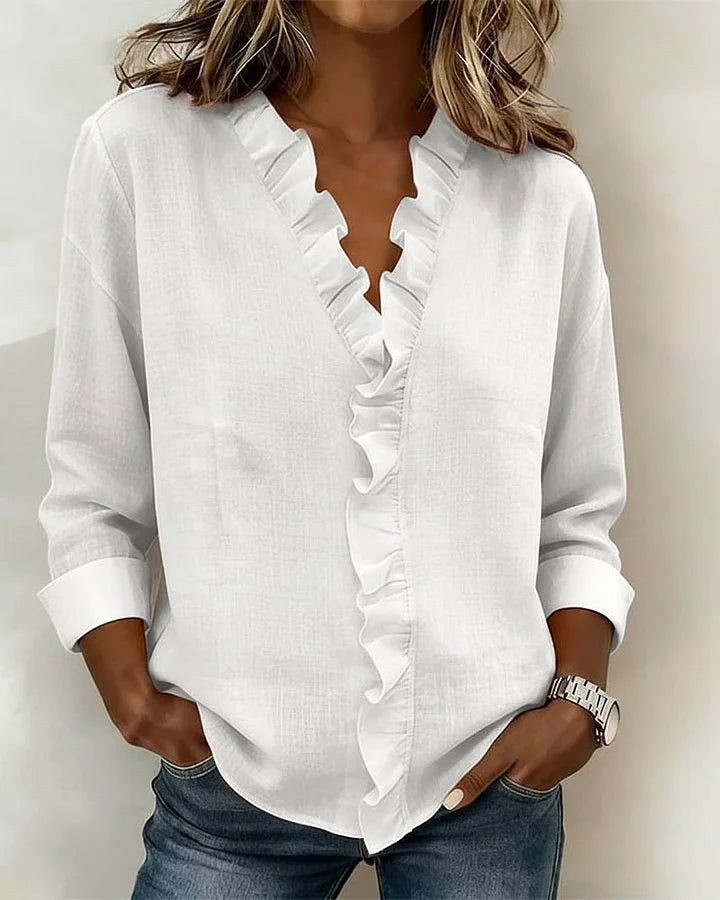 Indie · Blusa de Mulher com volantes e decote em V
