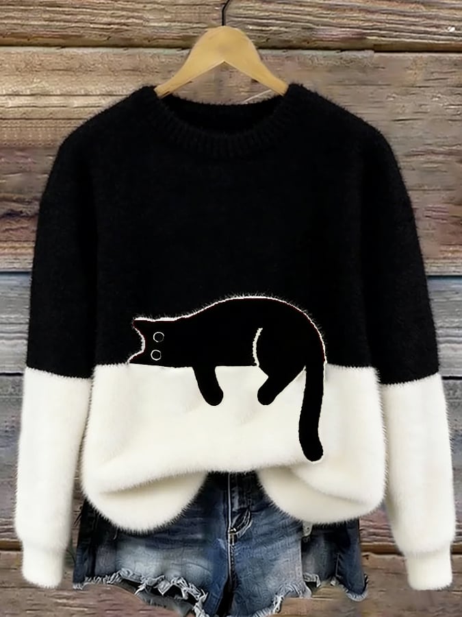 Luna | Camisola Feminino com Gráfico de Gato