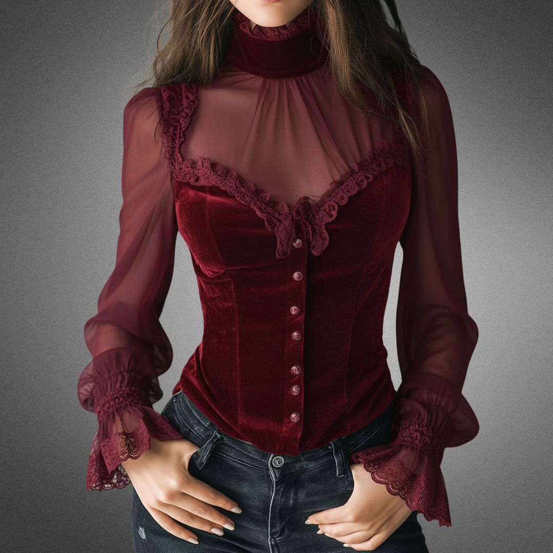 Elvira | Blusa Elegante Intemporal com Detalhes em Renda e Mangas