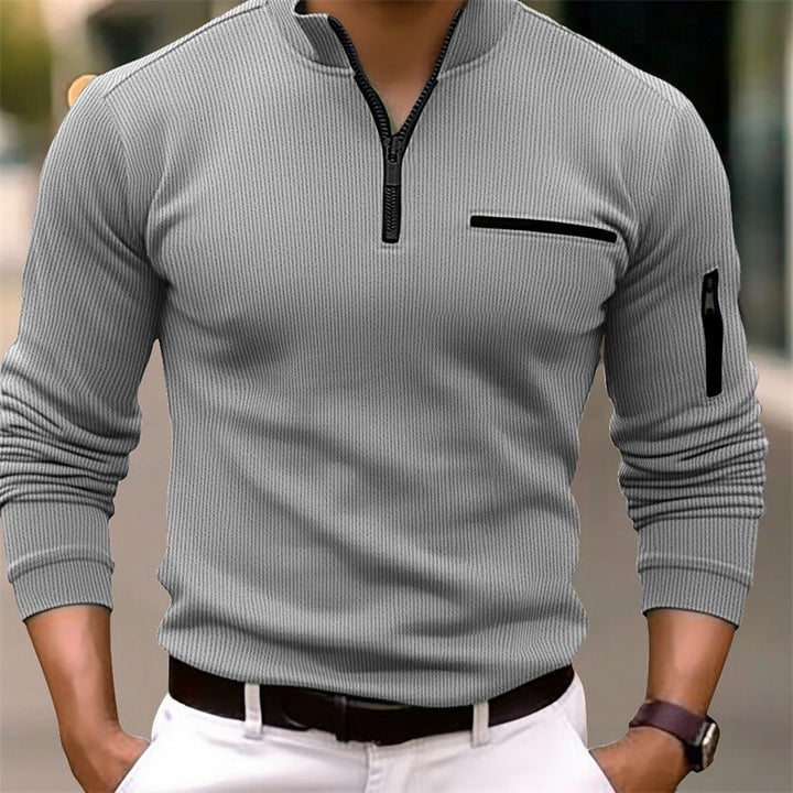 Herre -  Camisola de Manga Longa Masculina com Zíper – Moderna, masculina e estilosa