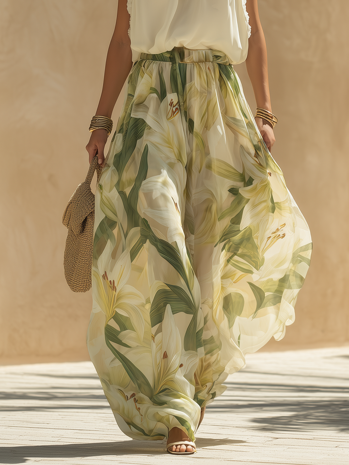 Lysandra | Conjunto Fluido Elegante com Estampado Floral para Mulher