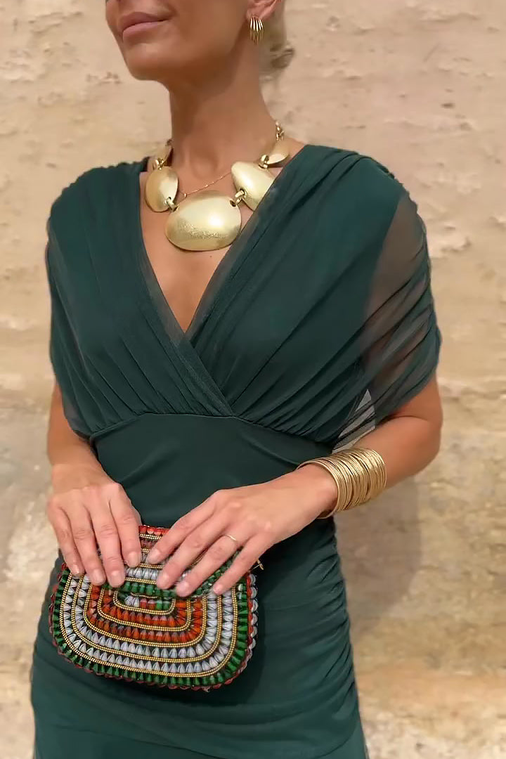 Alondra - Vestido longo de Mulher com estampa floral e decote em V