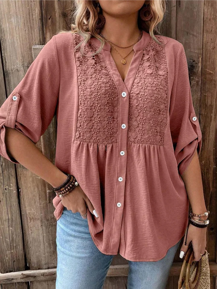 Noor – Blusa com decote em V e botões para Mulher