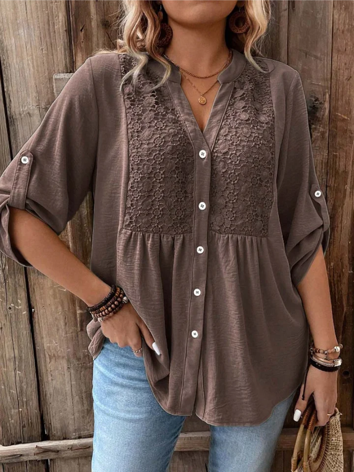 Noor – Blusa com decote em V e botões para Mulher