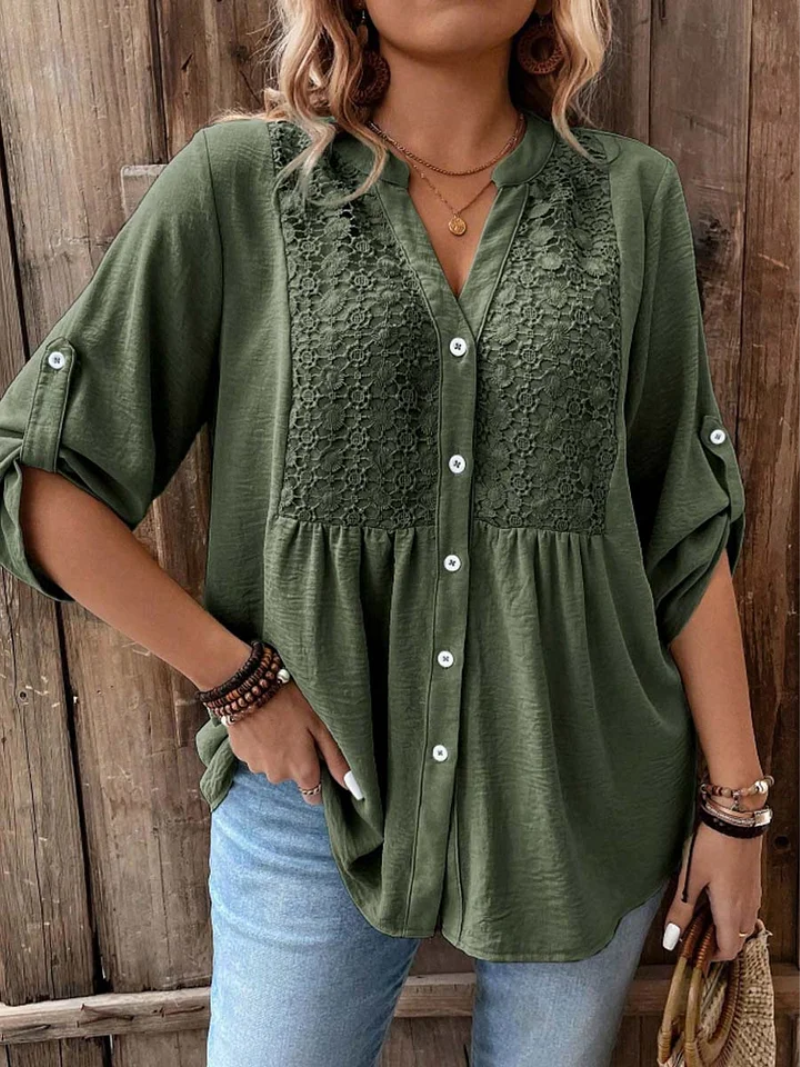 Noor – Blusa com decote em V e botões para Mulher