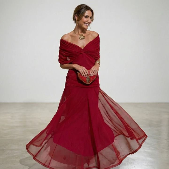 Alondra - Vestido longo de Mulher com estampa floral e decote em V