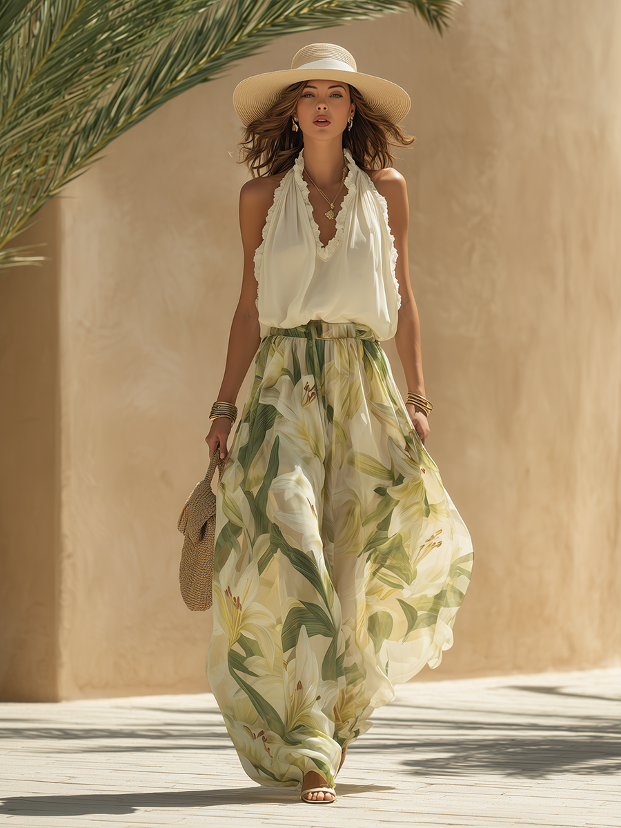Lysandra | Conjunto Fluido Elegante com Estampado Floral para Mulher