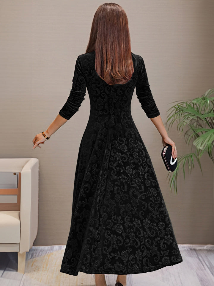 Denise | Elegante vestido de festa em veludo com decote em V