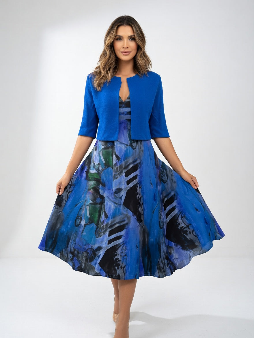 Maéliane -  Vestido midi impresso elegante e fluido para Mulher