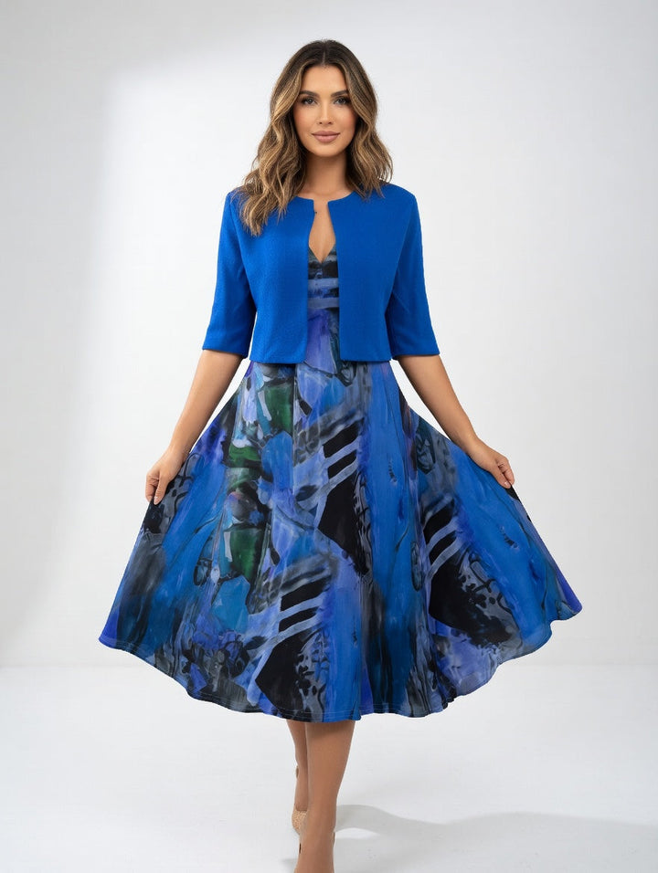 Maéliane -  Vestido midi impresso elegante e fluido para Mulher