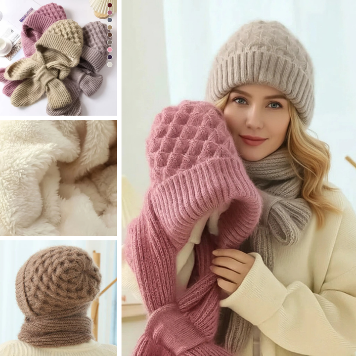 Polar - Gorro e cachecol corta-vento forrados em polar