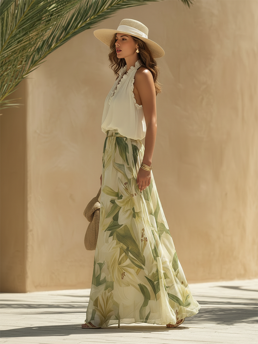 Lysandra | Conjunto Fluido Elegante com Estampado Floral para Mulher