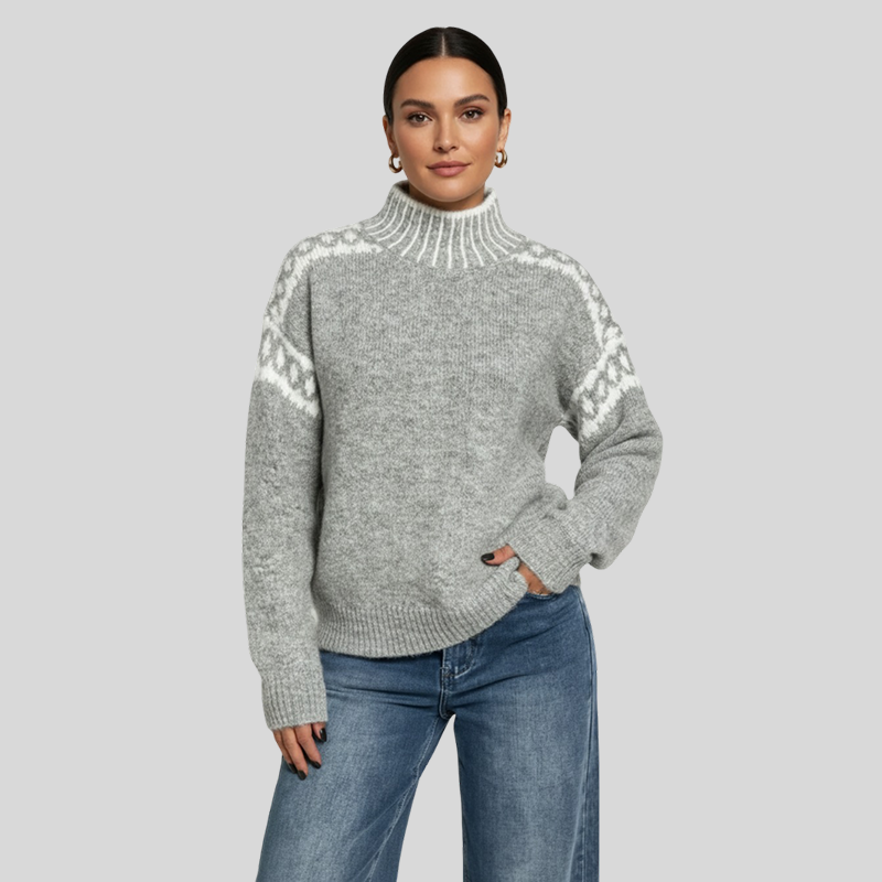 Cinza – Camisola de Mulher de inverno atemporal com aparência elegante