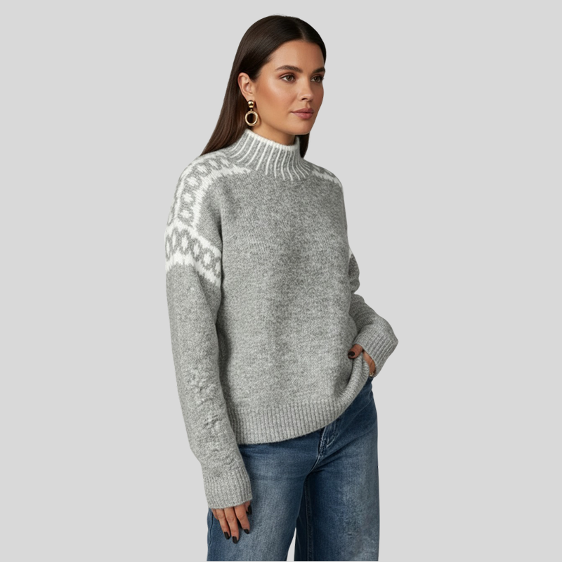 Cinza – Camisola de Mulher de inverno atemporal com aparência elegante