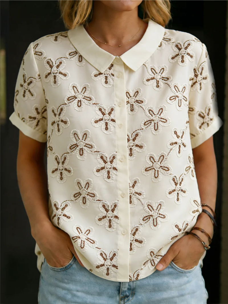 Maaike – Blusa com gola e flores para Mulher