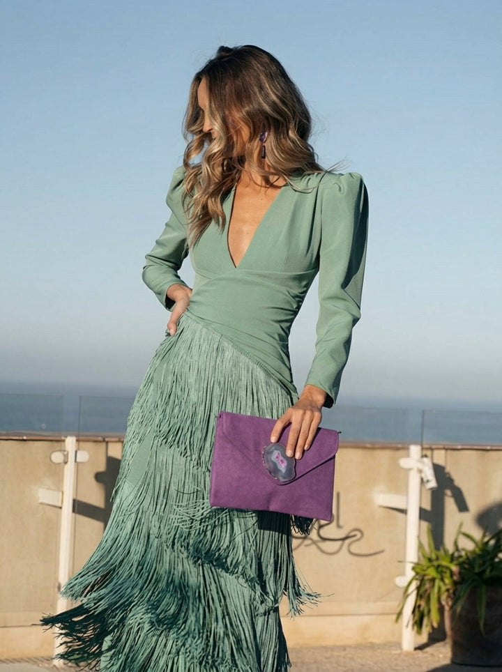 Salvia - Vestido Flecos para Mulher