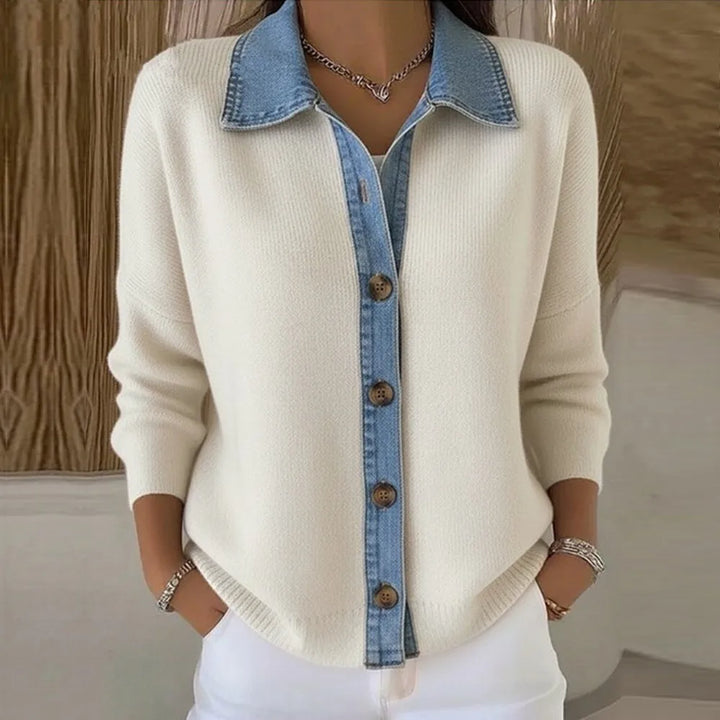 Léonie | Camisola em Malha com Gola em Denim