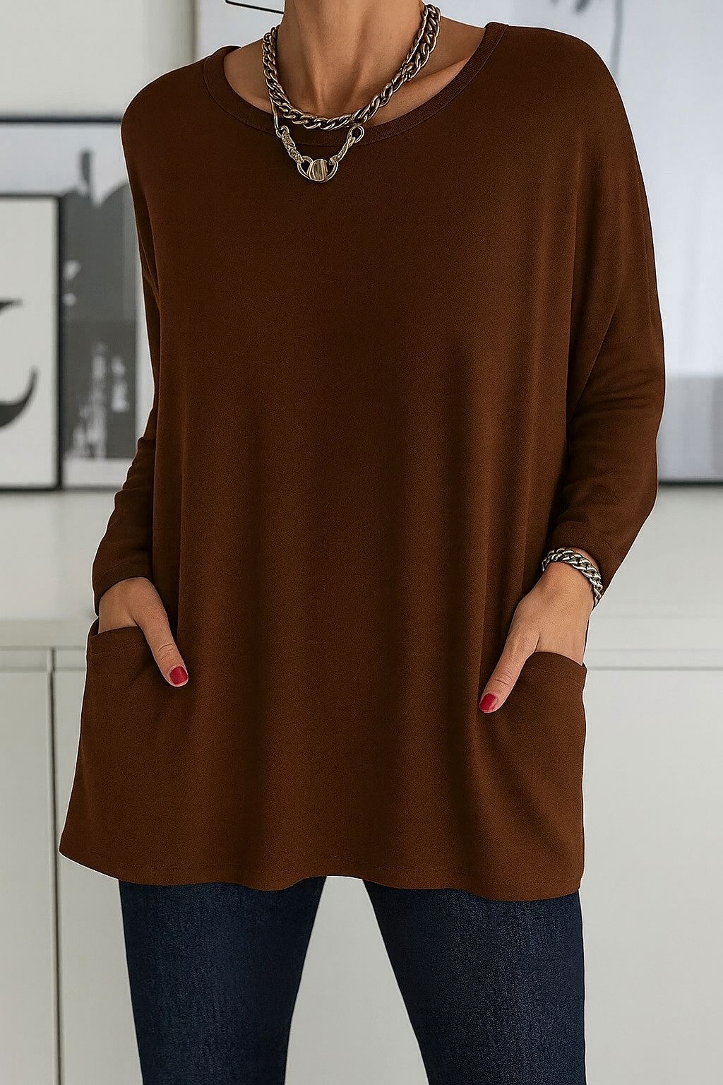 Victoria – Blusa longa feminina com elegância descontraída