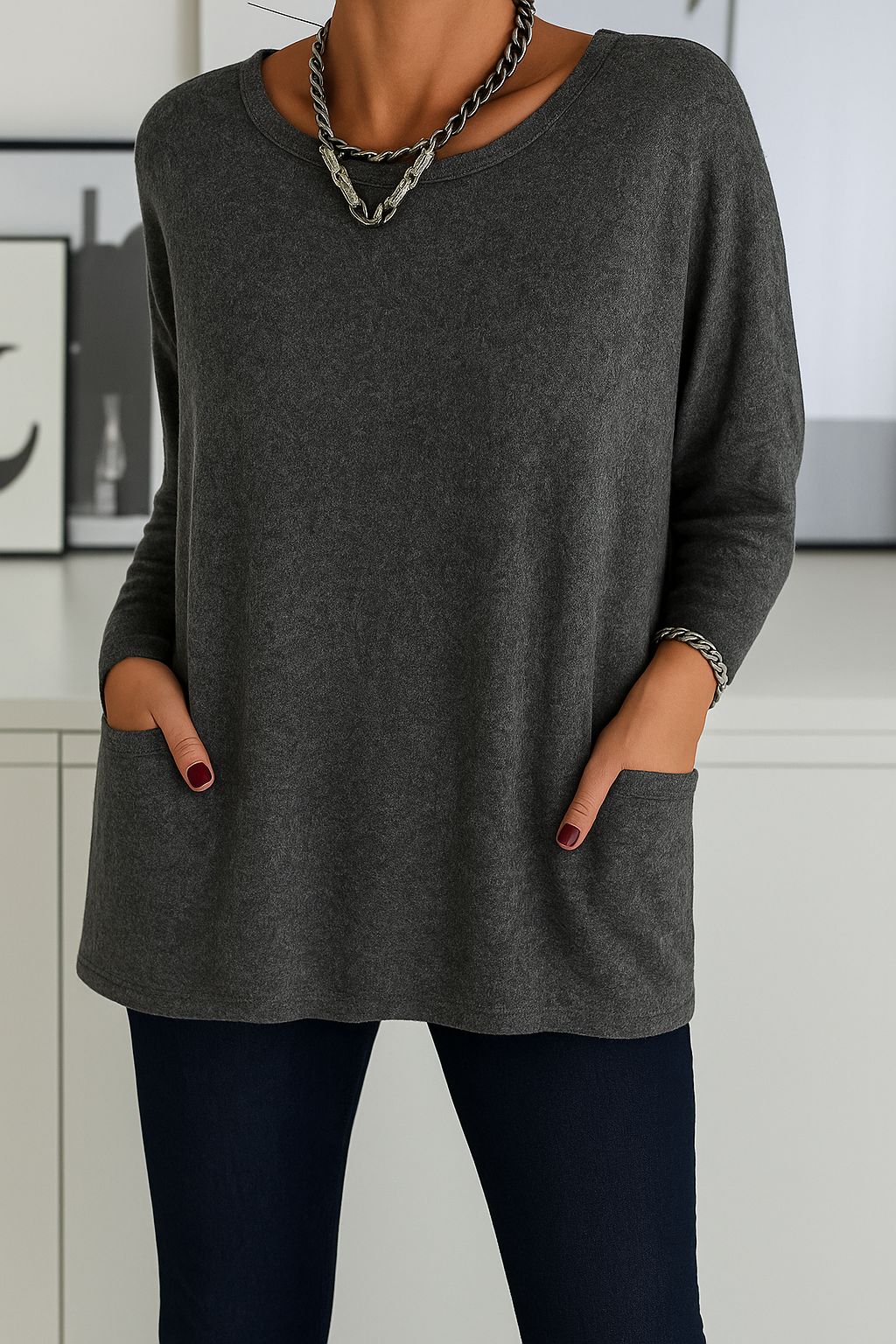 Victoria – Blusa longa feminina com elegância descontraída