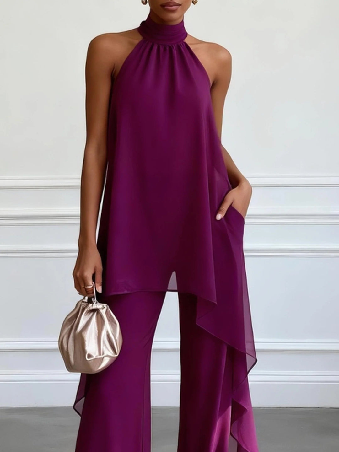 Viola | Conjunto Elegante Halter com Calças para Mulher
