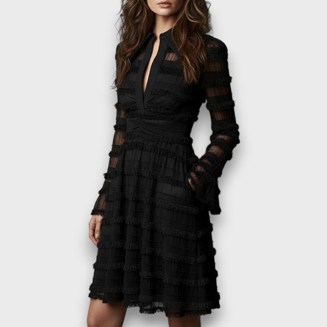 Parisa – Vestido de Mulher Midi com Franjas Transparentes