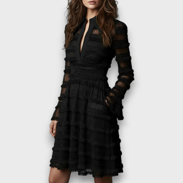 Parisa – Vestido de Mulher Midi com Franjas Transparentes