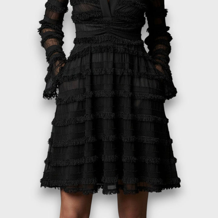 Parisa – Vestido de Mulher Midi com Franjas Transparentes