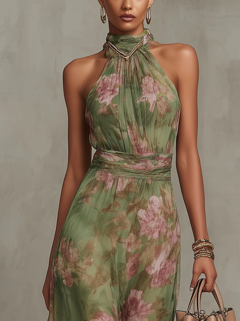 Sara | Vestido Floral con Escote Halter