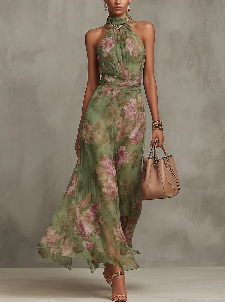 Sara | Vestido Floral con Escote Halter