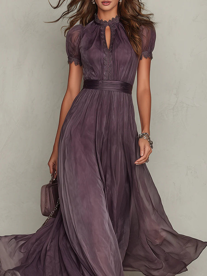 Flavia - Vestido longo violeta com decote em forma de chave para Mulher