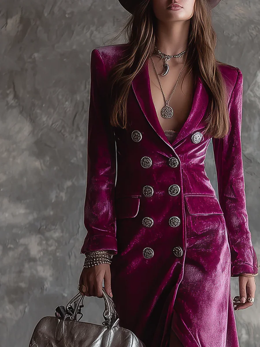 Vivienne | Blazerjurk de veludo luxuoso com botões
