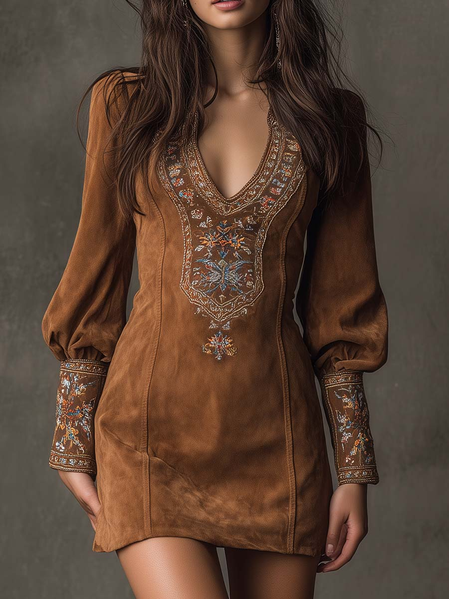 Liza - Robe curta efeito camurça