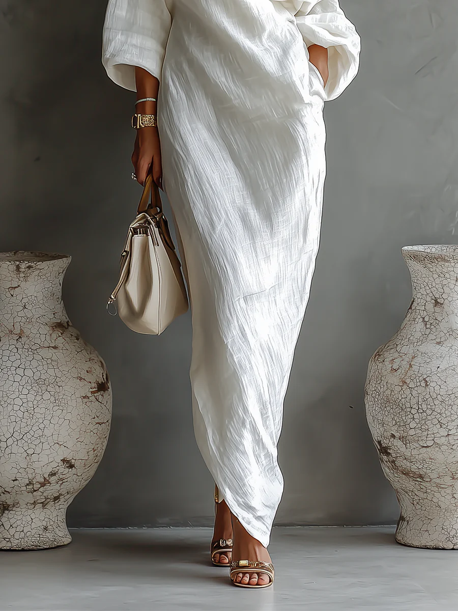 Nerina • Vestido maxi de uma só alça elegante e fluido