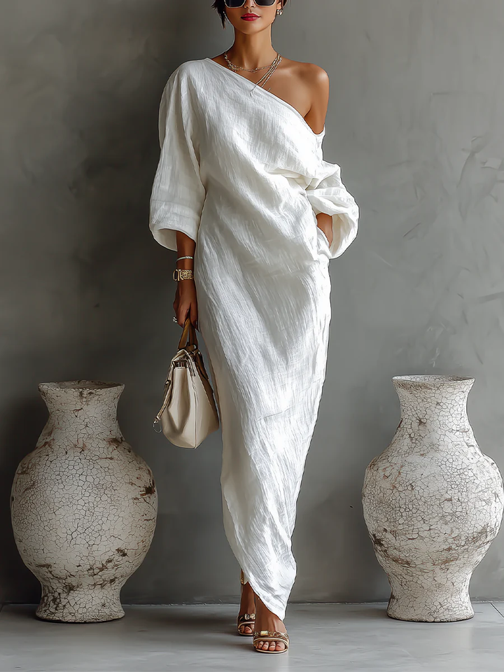 Nerina • Vestido maxi de uma só alça elegante e fluido