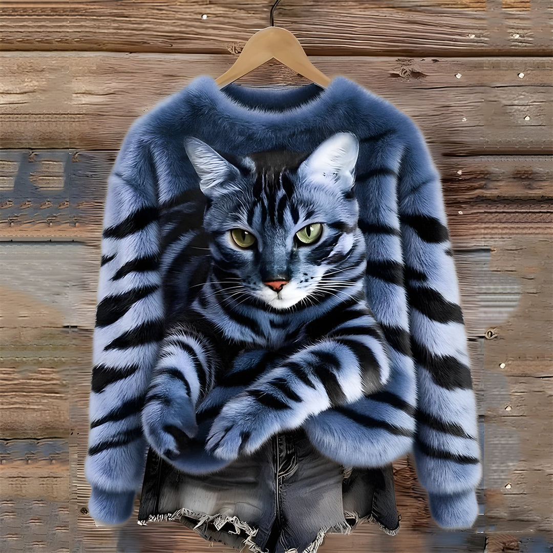 Gato - Sweater de Mulher Quente com Impressão de Gato